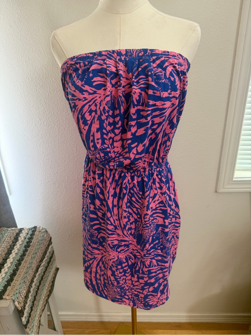 Lilly Pulitzer Strapless Tropical Print Dress Size Medium 🌸💙